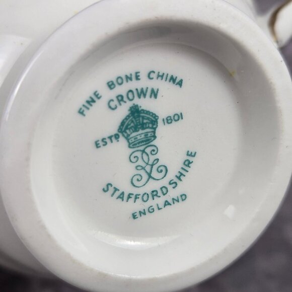 Crown Staffordshire Cup & Saucer Fine Bone China Pink Rose Floral Gold Accents - Picture 15 of 16